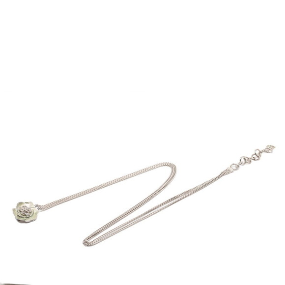 CHANEL Accessories - Chanel Camellia Coco Mark Rhinestone Chain Belt, Double Strand, Silver Metal,...